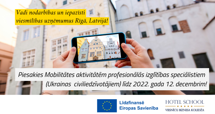 Erasmus+ mobilitātes aktivitātes profesionālās izglītības speciālistiem – Ukrainas civiliedzīvotājiem