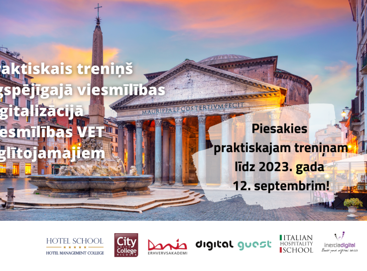 1. uzsaukums Erasmus VET izglītojamo mobilitātēm “Workshop Training in Sustainable Hospitality Digitalisation for Hospitality VET Learners”